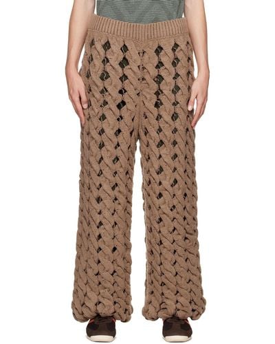 Isa Boulder Pantalon de survêtement brun en tricot câblé - Neutre
