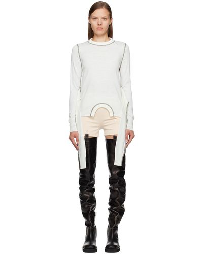 MM6 by Maison Martin Margiela White Self-tie Sweater - Black