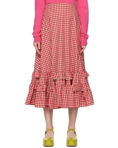 Molly Goddard Red Cotton Maxi Skirt