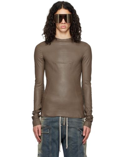 Rick Owens T-shirt à manches longues edfu gris en cuir - Noir