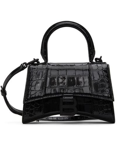 Balenciaga Xs Hourglass Top Handle Bag - Black