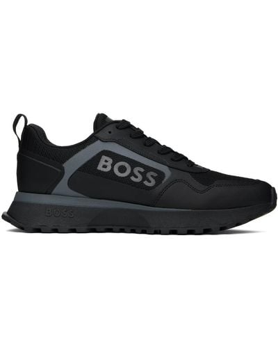 BOSS Mixed Material Sneakers - Black