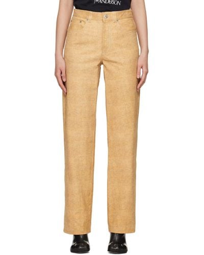 JW Anderson Beige Straight-fit Leather Pants - Natural