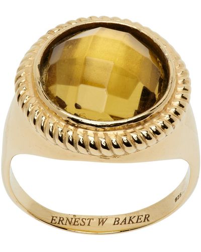 Ernest W. Baker Bague dorée à cristal - Métallisé