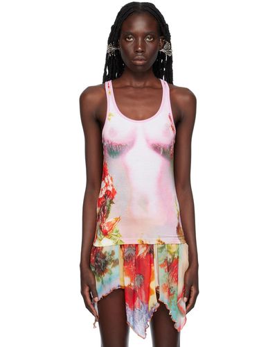 Jean Paul Gaultier Pink 'the Pink Body Flower' Tank Top - Red