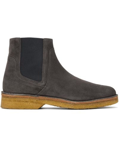 A.P.C. . Grey Theodore Chelsea Boots - Black