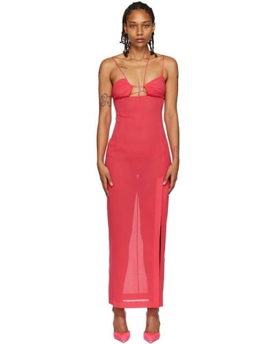 Nensi Dojaka Pink Asymmetric Maxi Dress - Red