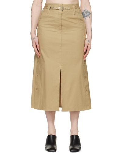 3.1 Phillip Lim Buttoned Side Midi Skirt - Natural