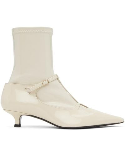 The Row Off-white Cyd Patent Leather Boots - Natural