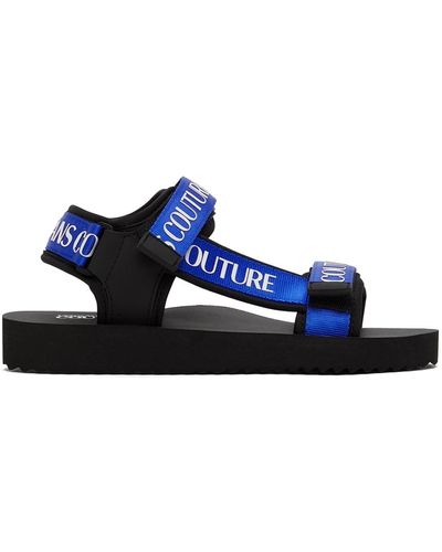 Versace Black & Blue Fondo Strap Sandals