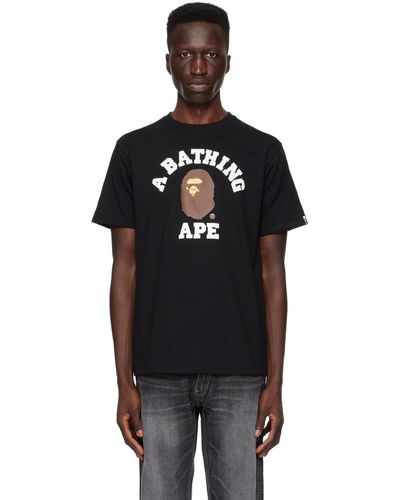 A Bathing Ape T-shirt noir à logo de style collégial