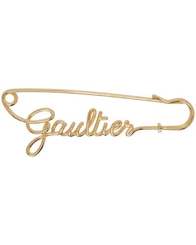 Jean Paul Gaultier Broche dorée à logo - Noir