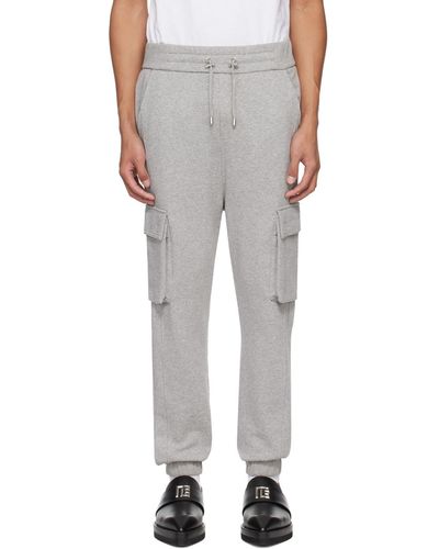 Balmain Pantalon de détente gris à poches cargo - Noir