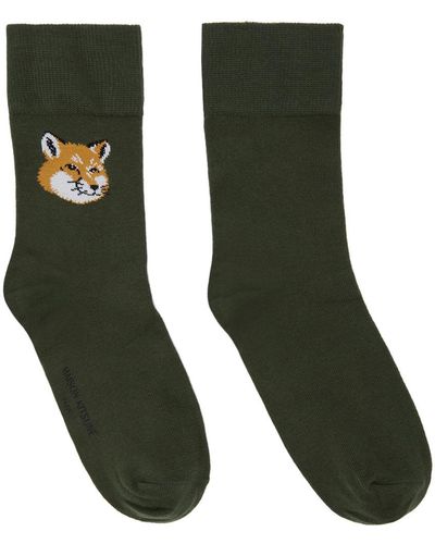 Maison Kitsuné Fox Head Socks - Green