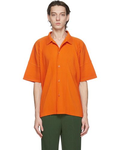 Homme Plissé Issey Miyake Orange Mc July Short Sleeve Shirt
