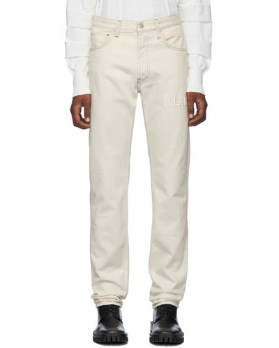 Helmut Lang Off-white Embroidered Masc Hi Straight Jeans - Multicolor
