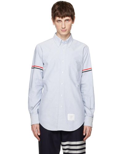 Thom Browne Thom e chemise bleue à poche - Blanc