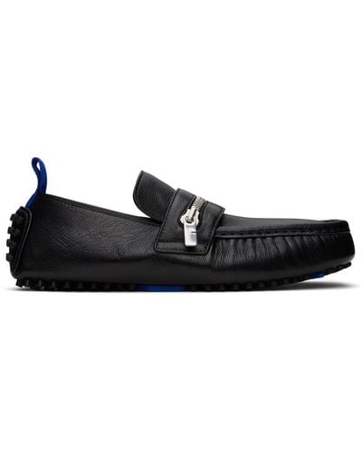 Burberry Leather Motor Low Loafers - Black