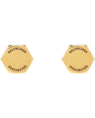 Balenciaga Gold Garage Double Screw Earrings - Black
