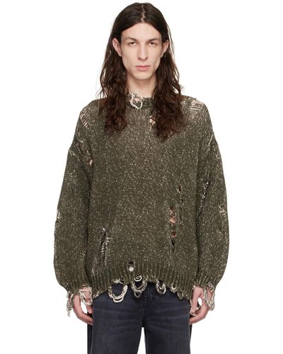 R13 Khaki Distressed Sweater - Brown