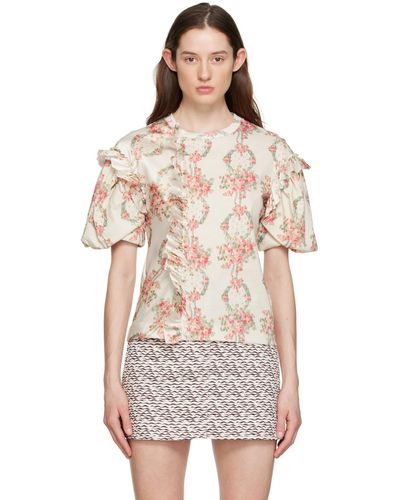 Simone Rocha Off-white Floral T-shirt - Multicolour