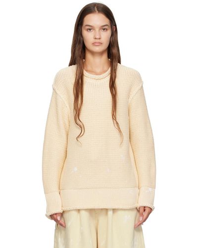 R13 Off-white Rolled Edge Jumper - Natural