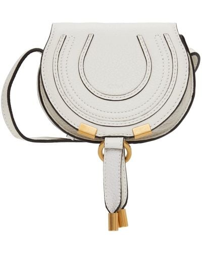 Chloé White Nano Marcie Saddle Shoulder Bag