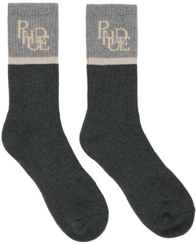 Rhude Grey Sport Socks - Black