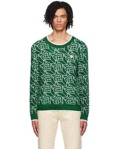 Casablancabrand Green Heart Monogram Sweater