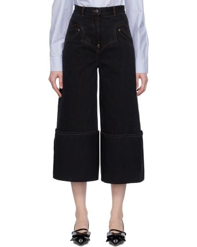 Pushbutton Turn Up Jeans - Black