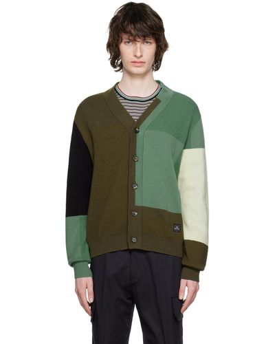PS by Paul Smith Green Colour Block Cardigan