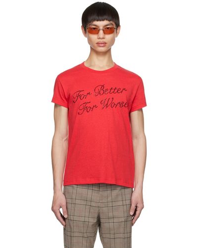 Acne Studios T-shirt 'for better for worse' rouge