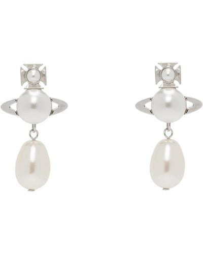Vivienne Westwood White & Silver Inass Earrings - Black