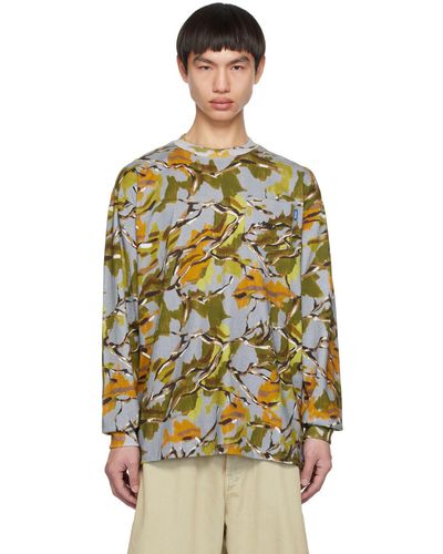 AWAKE NY T-shirt à manches longues gris à motif camouflage - Multicolore