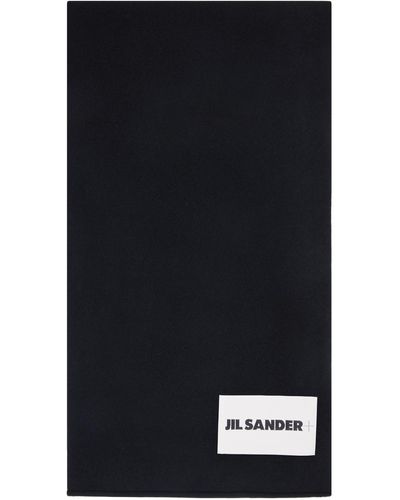 Jil Sander Black Cashmere Scarf - Blue