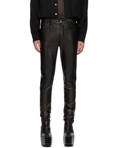 Rick Owens Porterville Tyrone Leather Trousers - Black