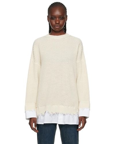 MM6 by Maison Martin Margiela Off-white Layered Jumper - Natural