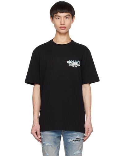 Amiri T-shirt en jersey de coton à imprimé logo floral - Noir