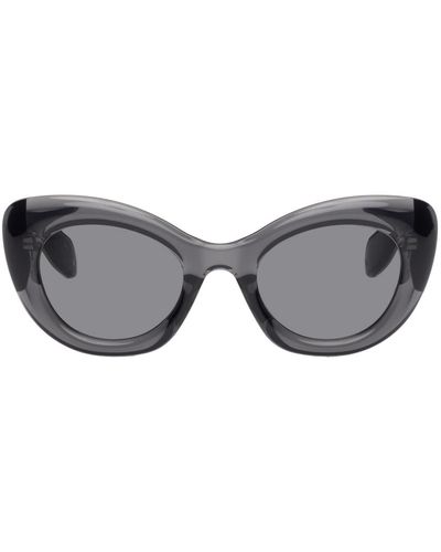Alexander McQueen Lunettes de soleil œil-de-chat grises - Noir