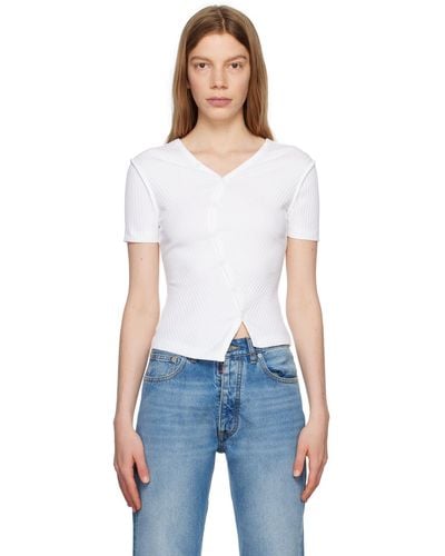 Helmut Lang White Twisted T-shirt - Blue
