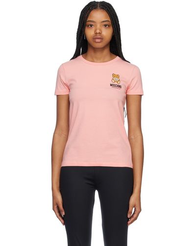 Moschino T-shirt rose à logo imprimé