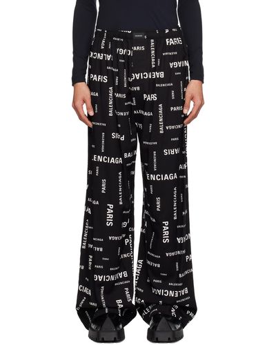 Balenciaga Pantalon de pyjama noir à logos