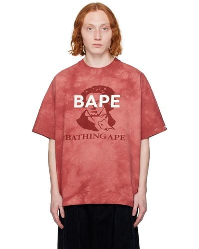 A Bathing Ape T-shirt rouge à motif tie-dye