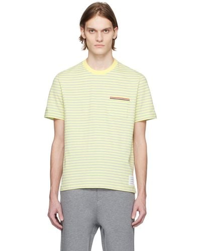 Thom Browne Green & Yellow Stripe T-shirt - Multicolor