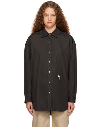 Palm Angels Brown Embroidered Shirt - Black