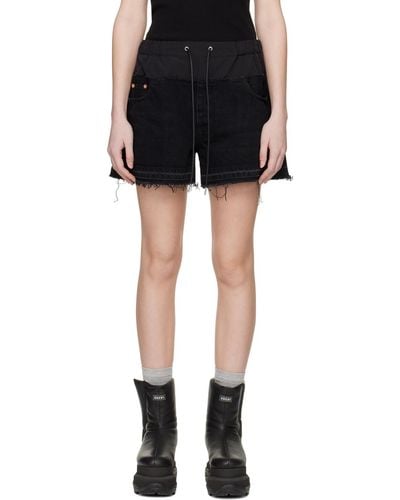 Sacai Black Panelled Denim Shorts