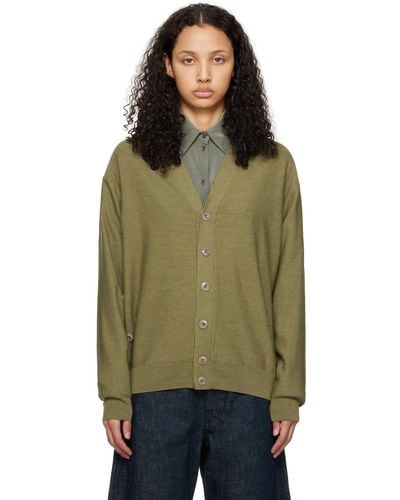 Lemaire Green Twisted Cardigan - Multicolour