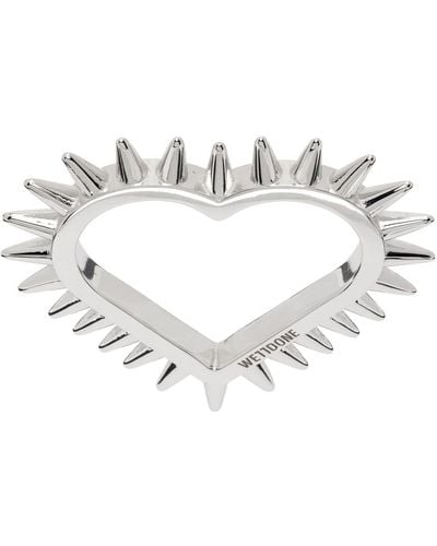 we11done Small Spike Heart Ring - Metallic
