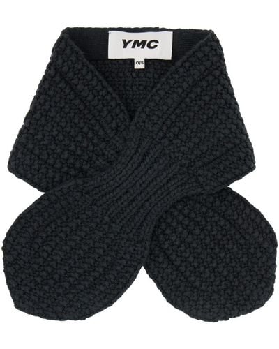 YMC Écharpe grise à découpe - Noir