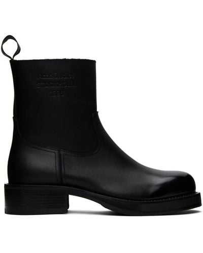 Acne Studios Black Glossed Leather Boots